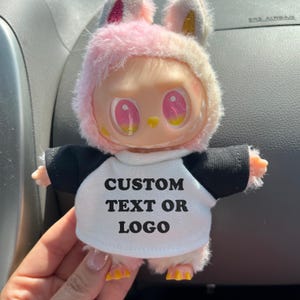 Custom T-Shirt for Labubu Dolls Personalized Labubu Outfit V1, V2 V3, Personalized Labubu Shirt Your Picture Logo Or Text, EDM Rave Shirt