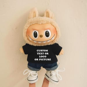 Custom T-Shirt for Labubu Dolls Personalized Clothes V1 V2 V3, Personalized Labubu Clothes Your Picture Logo Or Text, Labubu Accessories Tee