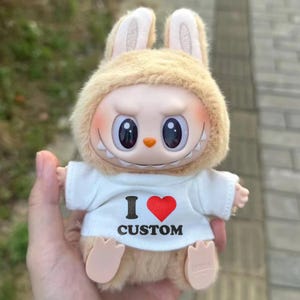 Benutzerdefinierte T-Shirt für Labubu, I Herz Benutzerdefiniertes Shirt für Labubu-Puppe, personalisierte Labubu-Kleidung für V1 V2 V3-Puppen, drucken Sie Ihren Text-Labubu-Spielzeug