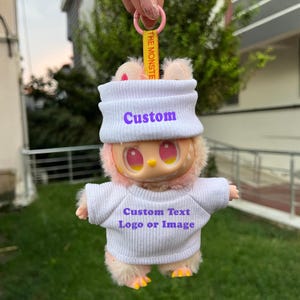 Labubu Benutzerdefinierte Kleidung, personalisierte Mütze und Shirt Set für Labubu-Puppen, Labubu Benutzerdefinierte Logo Text Kleidung, Labubu Band Festival Outfits