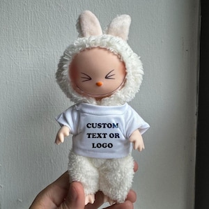 Custom Labubu T-Shirt Made To Order for Toys, Personalized Labubu Clothes, Print Your Logo Photo or Text, Doll Shirt for Labubu, Custom