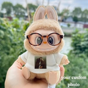 Custom T-Shirt for Labubu Dolls Personalized Clothes V1 V2 V3, Personalized Labubu Clothes Your Picture ,Text, Labubu Accessories Tee 17 cm