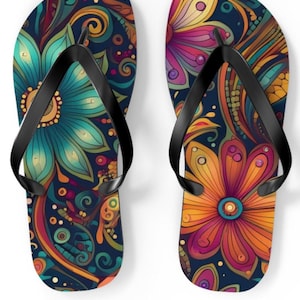 Sandálias Boho, Chinelos de Praia Femininos com Estampa Floral, Chinelos Hippie, Chinelos de Primavera, Calçados para Meninas Adolescentes Primavera Verão