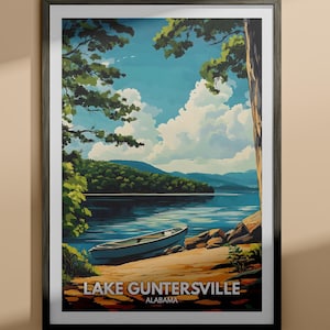 Guntersville print - Lake Guntersville poster / Alabama lake art / Alabama travel poster / Nature prints