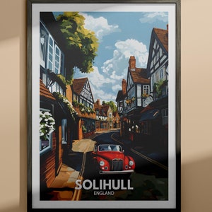 Impresión de Solihull - Póster de viaje de Solihull / Impresión de arte mural de Inglaterra / Decoración del hogar de Inglaterra / Decoración de arte mural de viaje / Póster de ciudad único
