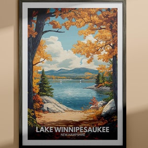 Winnipesaukee Druck - See Winnipesaukee Plakat / New Hampshire See Kunst / New Hampshire Reiseplakat / Naturdrucke