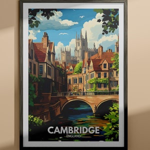 Cambridge print - Cambridge travel poster / England wall art print / England home decor / Travel wall art decor / Unique city poster