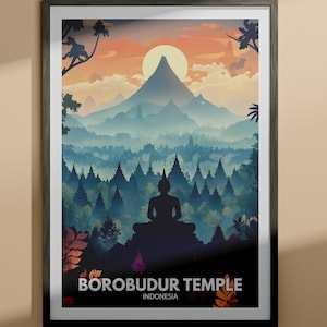 Borobudur Temple print - Borobudur Temple travel poster / Indonesia wall art print / Indonesia home decor / Travel wall art decor