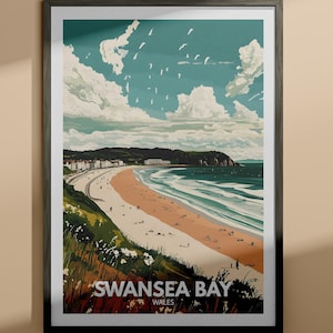 Impresión de la bahía de Swansea - Póster de la bahía de Swansea / Arte de la bahía de Gales / Póster de viaje a Gales / Impresiones de la naturaleza