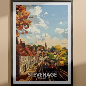 Impresión de Stevenage - Póster de viaje de Stevenage / Impresión de arte mural de Inglaterra / Decoración del hogar de Inglaterra / Decoración de arte mural de viaje / Póster de ciudad único