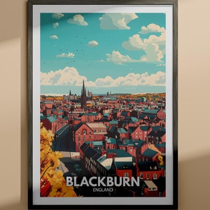 Blackburn print - Blackburn travel poster / England wall art print / England home decor / Travel wall art decor / Unique city poster