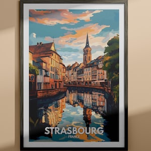 Impresión de Estrasburgo - Póster de viaje de Estrasburgo / Impresión de arte de pared de Francia / Decoración del hogar de Francia / Decoración de pared de viaje / Póster de ciudad único