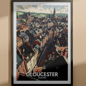 Gloucester print - Gloucester travel poster / England wall art print / England home decor / Travel wall art decor / Unique city poster