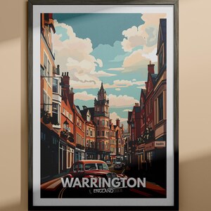 Impresión de Warrington - Póster de viaje de Warrington / Impresión de arte mural de Inglaterra / Decoración del hogar de Inglaterra / Decoración de arte mural de viaje / Póster de ciudad único