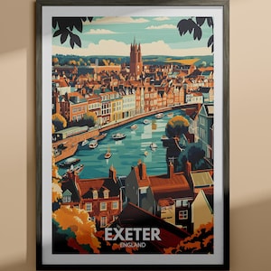Exeter print - Exeter travel poster / England wall art print / England home decor / Travel wall art decor / Unique city poster