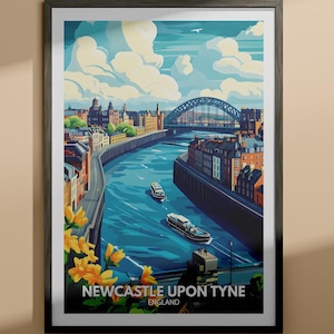Newcastle upon Tyne print - Newcastle upon Tyne Keynes travel poster / England wall art print / England home decor / Travel wall art decor