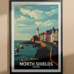 North Shields print - North Shields reisposter / Engeland kunst aan de muur print / Engeland home decor / reizen muur kunst decor / unieke stad poster