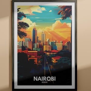 Nairobi print - Nairobi  travel poster / Kenya wall art print / Kenya home decor / Travel wall art decor / Unique city poster