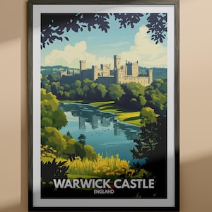 Warwick Castle print - Warwick Castle travel poster / England wall art print / England home decor / Travel wall decor / Unique city poster