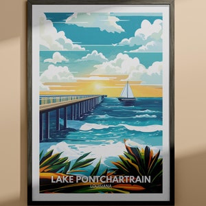 Pontchartrain print - Lake Pontchartrain poster / Louisiana lake art / Louisiana travel poster / Nature prints