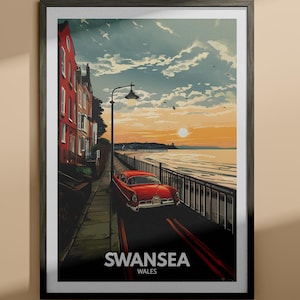Swansea print - Swansea travel poster / Wales wall art print / Wales home decor / Travel wall art decor / Unique city poster