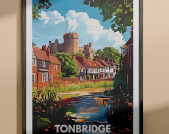 Impresión de Tonbridge - Póster de viaje de Tonbridge / Impresión de arte mural de Inglaterra / Decoración del hogar de Inglaterra / Decoración de arte mural de viaje / Póster de ciudad único
