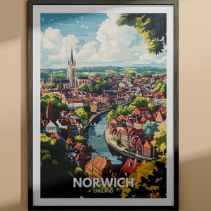 Norwich print - Norwich travel poster / England wall art print / England home decor / Travel wall art decor / Unique city poster