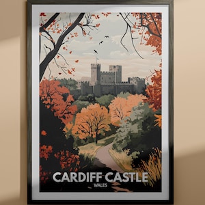 Cardiff Castle Druck - Cardiff Castle Reiseplakat / Wales Wand Kunst / Wales Wohnkultur / Einzigartige Stadt Poster