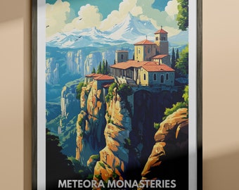 Meteora Monasteries print - Meteora Monasteries travel poster / Greece wall art print / Greece home decor / Travel decor /Unique city poster