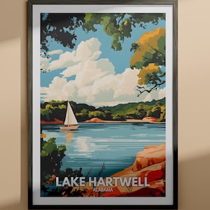 Impression Hartwell - Poster Lake Hartwell / Art du lac en Alabama / Poster de voyage en Alabama / Impressions nature