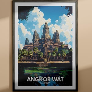 Angkor Wat print - Angkor Wat travel poster / Cambodia wall art print / Cambodia home decor / Travel wall art decor / Unique city poster