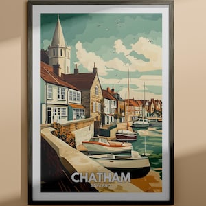 Chatham print - Chatham travel poster / England wall art print / England home decor / Travel wall art decor / Unique city poster