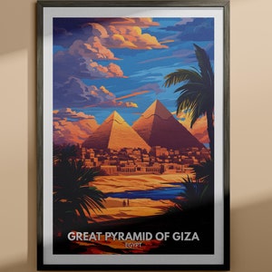 Impresión de la Gran Pirámide de Giza - Póster de viaje de la Gran Pirámide de Giza / Impresión de arte mural de Egipto / Decoración del hogar de Egipto / Póster de arte mural de viaje