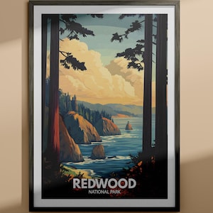 Redwood Kunstdruck - Redwood Nationalpark Poster / USA National Parks Kunst / USA Reiseplakat / Natur Poster