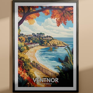 Impresión de Ventnor - Póster de Ventnor / Arte de playa de la Isla de Wight / Póster de viaje de la Isla de Wight / Impresiones de naturaleza