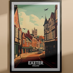 Exeter art print - Exeter travel poster / England wall art print / England home decor / Travel wall art decor / Unique city poster