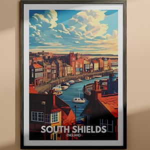 Impressão de South Shields - pôster de viagem de South Shields / impressão de arte de parede da Inglaterra / decoração de casa da Inglaterra / decoração de arte de parede de viagem / pôster exclusivo da cidade