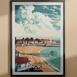 Impresión de Bognor Regis - Póster de viaje de Bognor Regis / Impresión de arte de pared de Inglaterra / Decoración del hogar de Inglaterra / Decoración de arte de pared de viaje / Póster de ciudad único