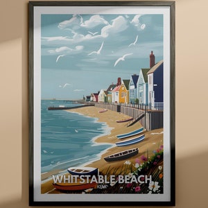 Whitstable Beach print - Whitstable Beach poster / Kent beach art / Kent travel poster / Nature prints