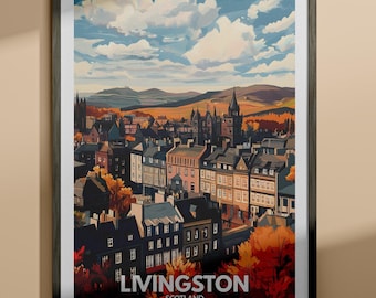Livingston print - Livingston travel poster / Scotland wall art print / Scotland home decor / Travel wall art decor / Unique city poster
