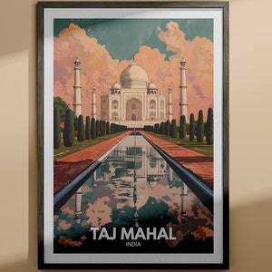 Taj Mahal art print - Taj Mahal travel poster / India wall art print / India home decor / Travel wall art decor / Unique city poster