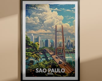 Sao Paulo print - Sao Paulo travel poster / Brazil wall art print / Brazil home decor / Travel wall art poster / Unique city print