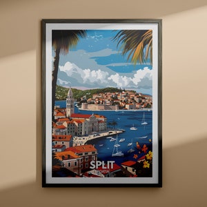Split Print - Split Reiseplakat / Kroatien Wand Kunst Druck / Kroatien Wohnkultur / Einzigartige Stadt Poster