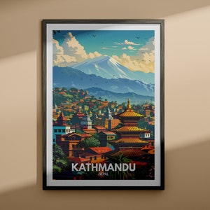 Impresión de Katmandú - Cartel de viaje de Katmandú / Impresión de arte de pared de Nepal / Decoración del hogar de Nepal / Decoración de arte de pared de viaje / Cartel único de la ciudad