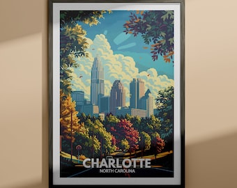 Charlotte アートグラフ Charlotte Print - Charlotte Travel Poster / North Carolina Wall
