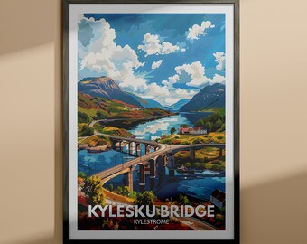 Kylesku Bridge print - Kylesku Bridge travel poster / Kylestrome wall art print / Kylestrome home decor / Travel poster / Unique city print