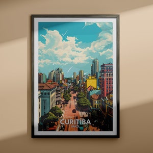 Impressão de Curitiba - pôster de viagem de Curitiba / impressão de arte de parede do Brasil / decoração de casa do Brasil / pôster de arte de parede de viagem / impressão de cidade exclusiva