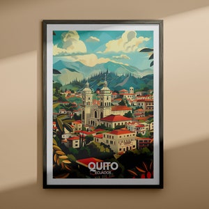 Impresión de Quito - Cartel de viaje de Quito / Impresión de arte mural de Ecuador / Decoración del hogar de Ecuador / Decoración de arte de pared de viaje / Cartel único de la ciudad