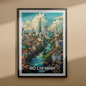 Impressão de Ho Chi Minh - pôster de viagem de Ho Chi Minh / impressão de arte de parede do Vietnã / decoração de casa do Vietnã / decoração de arte de parede de viagem / pôster de cidade exclusivo