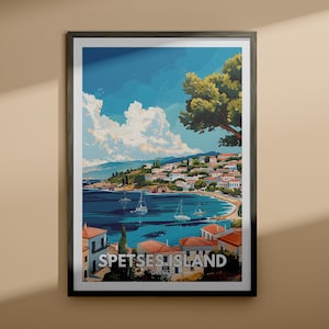 Spetses Island Print - Spetses Island Reiseplakat / Griechenland Wand Kunst Poster / Griechenland Wohnkultur / Einzigartige Stadt Poster